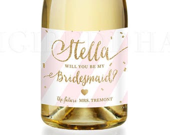 Will You Be My Bridesmaid CHAMPAGNE LABELS Champagne Ask Bridesmaid Maid of Honor Gift Label Bridesmaid Proposal Bridesmaid Gift - Stella