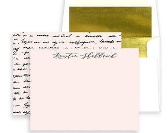 Personalized Stationery Set, Blush Pink Personalized Note Cards Gold Foil Lined Envelopes, Note Cards Personalized Stationary Set SP0005