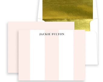 Pink Personalized Stationery Set, Personalized Note Cards Gold Foil Lined Envelopes, Striped Note Cards Personalized Stationary Set SP0003