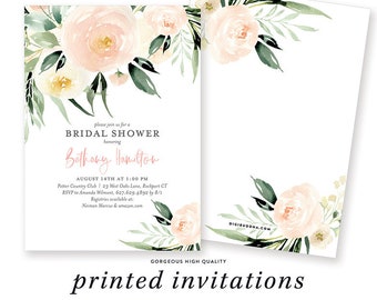 Printed - Bridal Shower Invitation, Floral Invitation, Greenery Bridal Shower Invite, Floral Bridal Shower, Printed Bridal Invites Envelopes