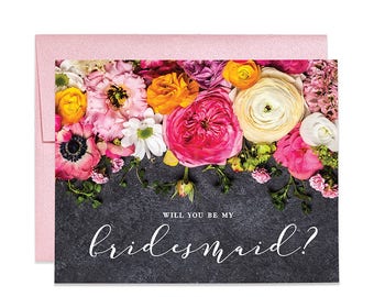 Will You Be My Bridesmaid Card Will You Be My Maid of Honor Card Bridesmaid Proposal Card Wedding Card Bridal Bridesmaid Box Card Amy CW0011