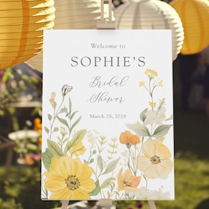 Letrero de espuma de bienvenida para despedida de soltera impreso, letrero de bienvenida para despedida de soltera con flores amarillas, letrero de bienvenida para despedida de soltera, letrero de despedida de soltera