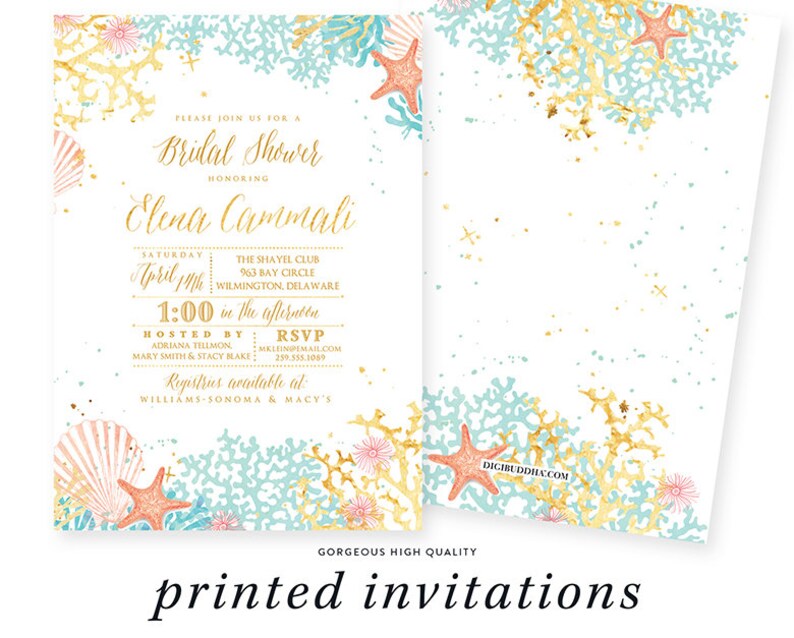Beach Theme Bridal Shower Invitation Couples Shower Wedding Etsy