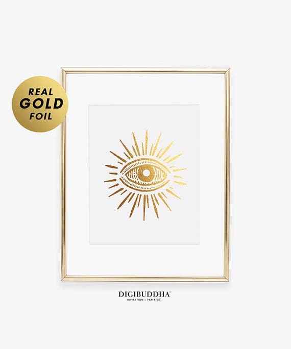 VINTAGE EYE Gold Silver or Rose Gold Foil Print Chakra Art Third Eye Art Poster Dorm Decor New Home Gift Chakra Poster Meditation Art A29 Il_570xn