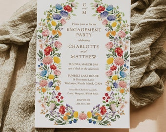 Engagement Party Invitation, Boho Engagement Party Invitation, Engagement Invitations Printed, Floral Engagement Invites, Flowers Engagement