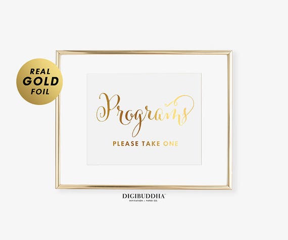 WEDDING PROGRAMS Foil Art Print Sign Please Take One Wedding Ceremony Signage Ceremony Details Itinerary Keepsake Order of Events E10 Il_570xn