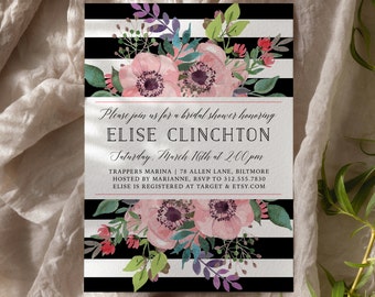 Garden Party Bridal Shower Invitations Printed, Custom Bridal Shower Invitations with Envelopes, Garden Floral Bridal Shower Invites Printed