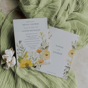 Garden Party Bridal Shower Invitations Printed, Wildflower Bridal Shower Invites Love In Bloom Invitations Printed, Floral Boho Invitations image 2