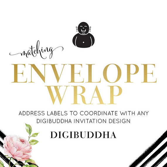 ENVELOPE WRAP LABELS Made to Match any digibuddha Invitation design Coordinating Address Labels Printed Stickers Bridal Baby Shower Il_570xn