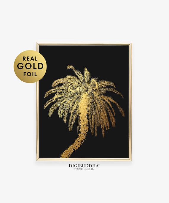 Palm Tree Gold Foil Print Beach Home Decor Gold Metallic Palm Tree