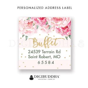 Floral Return Address Label Square Label Personalized Return Address Label Custom Return Address labels DIY labels or Printed labels Jenn image 1