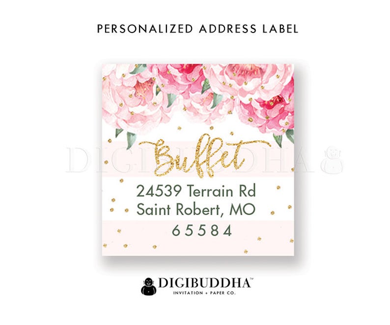 Floral Return Address Label Square Label Personalized Return Address Label Custom Return Address labels DIY labels or Printed labels Jenn image 1