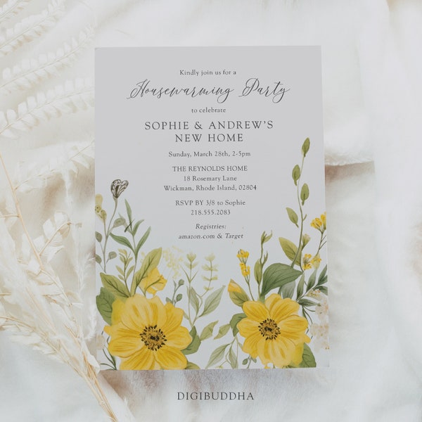 Rustic Housewarming Party Invitation, Wildflower Housewarming Invitation Home Sweet Home, Watercolor Wildflower Housewarming Invitation Card