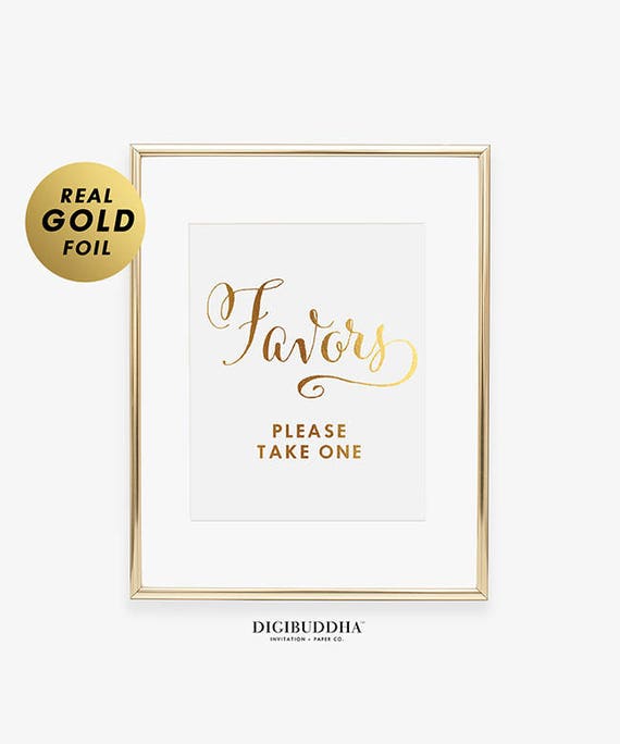 Wedding Favors Sign Foil Art Print Gift Table Wedding Reception