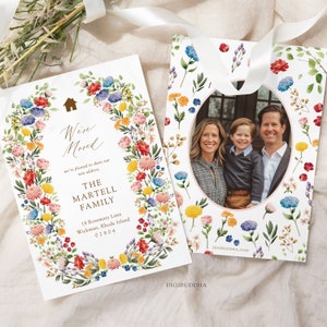 Biglietto di annuncio in movimento floreale Boho personalizzato, cambio di indirizzo primaverile, annuncio in movimento per piantare nuove radici primaverili, biglietto di spostamento