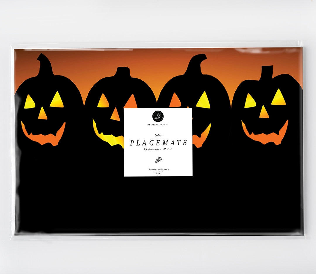 Jack O' Lantern Halloween Paper Placemats, Pumpkin Placemat for