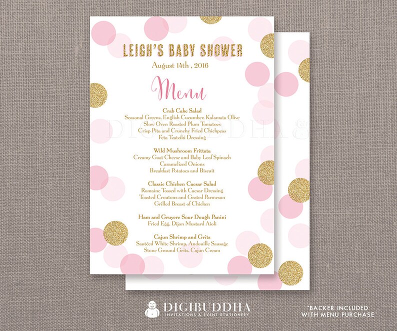 Pink Gold Glitter Dots Menu Baby Shower Party Menu It S Etsy Pink Gold Glitter Dots Menu Baby Shower Party Menu It S Etsy