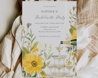 Spring Floral Bachelorette Party Invitation & Itinerary, Personalized Wildflower Bachelorette Invite, Bachelorette Invitations with Envelope