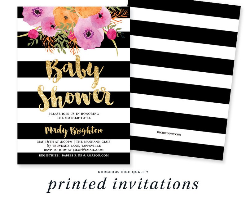 Baby Shower Invitation Girl Girl Baby Shower Invite Black Etsy Baby Shower Invitation Girl Girl Baby Shower Invite Black Etsy