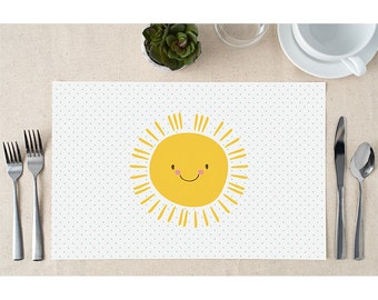 Yellow Sun Paper Placemats, Sunshine Placemat for Kids Happy Birthday, Boho Sun Party Decor, First Trip Around the Sun Placemats, Summer Fun