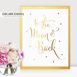 GOLD FOIL PRINTS Set of 2 Art Prints Nursery Decor Dream Big Little One and To The Moon & Back Nursery Art Girl Boy Baby's Room Posters image 3