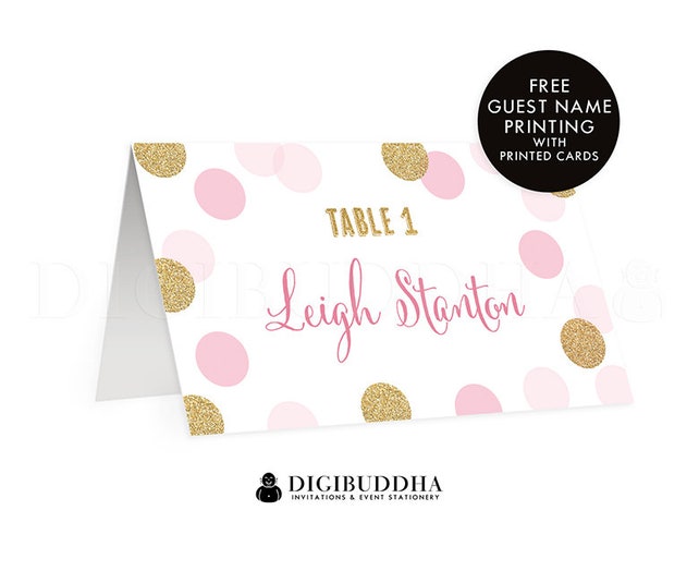 blush pink gold tented place cards wedding escort card folded or flat place cards