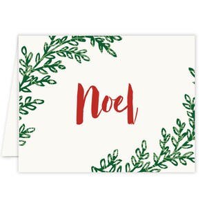 Noel Red and Green Boxed Holiday Cards, Elegant Boxed Christmas Greeting Set, Unique Festive Noel Card Design, Modern Blank Cards for Xmas