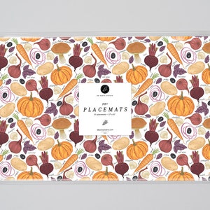 Harvest Thanksgiving Paper Placemats, Farmhouse Decor Kitchen Table, Fall Theme for Bridal Shower, Thanksgiving Table Decor, Autumn Placemat