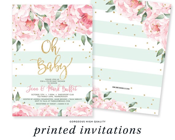 Coed Baby Shower Invitation Gold Confetti Baby Shower Etsy