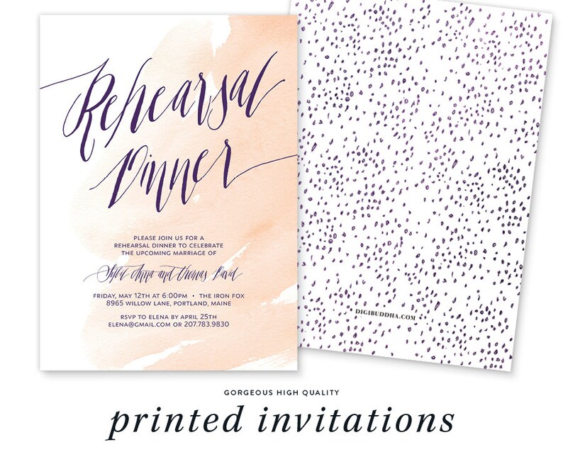 Rehearsal Dinner Invitation Template 5x7 Customized Wedding Rehearsal Dinner Invitation Watercolor Rehearsal Dinner Invitation