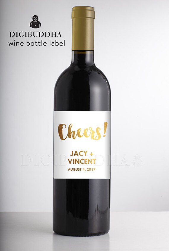 Real Gold Foil WEDDING WINE LABEL Champagne Bottle Label Reception Table Centerpiece Waterproof Engagement Personalized Bachelorette- Jacy Il_570xn