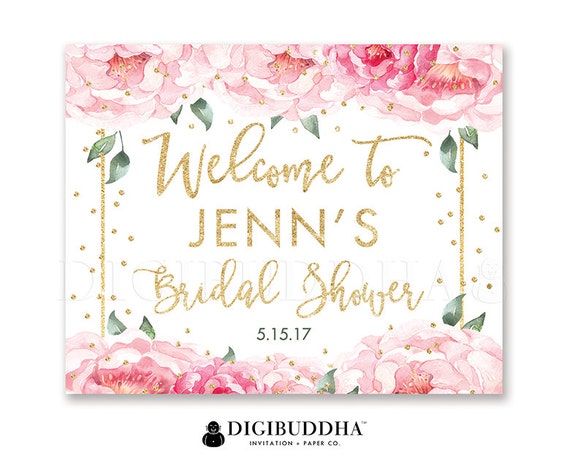 Floral Bridal Shower Sign Floral Wedding Sign Bridal Shower Party Sign Welcome Sign Party Decor Signs Bridal DiY Printable or Printed - Jenn Il_570xn