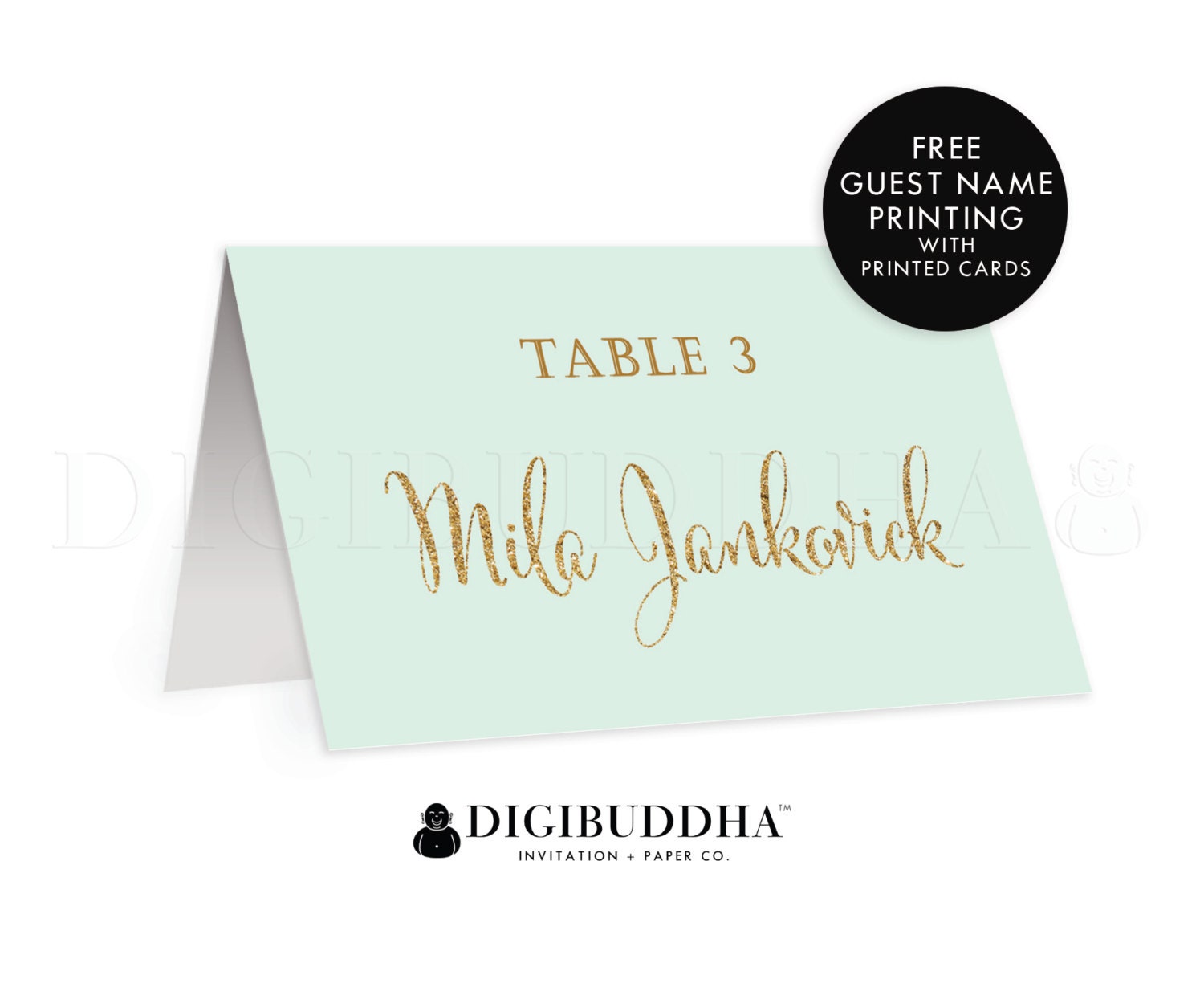 Mint Gold TENTED PLACE CARDS Wedding Escort Cards Folded or Etsy