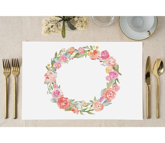 SMUAENSS Paper Placemats Disposable 50 Pack Pink Floral