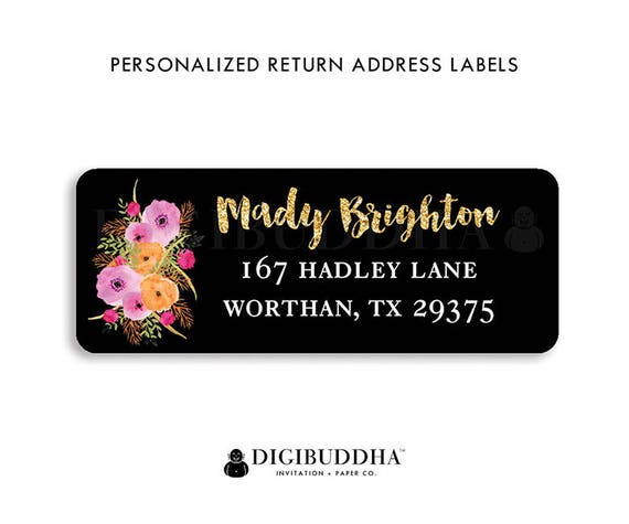 modern address labels black