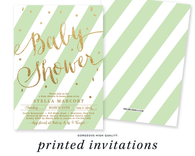 mint green baby shower invitations