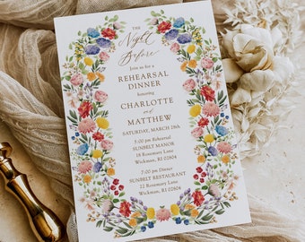 Spring Floral Rehearsal Dinner invitation, Lavender Floral Wedding Rehearsal Invite, Modern Floral Rehearsal Invite, The Night Before Invite