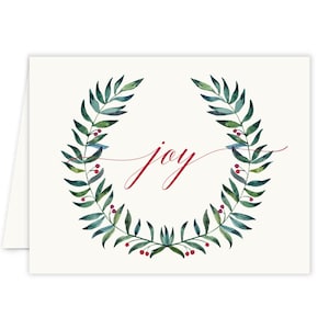 Joy Festive Wreath Holiday Card, Joy Christmas Cards, Wreath Christmas Card, Boxed Christmas Greeting Cards, Beautiful Blank Greeting Cards