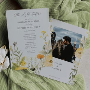 Die Nacht vor Probe Abendessen Einladung Gedruckt, Garten Blume Probe Einladen, Sommer Hochzeit Probe Einladung, Hochzeitsprobe