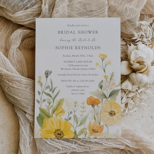 Garden Party Bridal Shower Invitations Printed, Wildflower Bridal Shower Invites Love In Bloom Invitations Printed, Floral Boho Invitations image 5