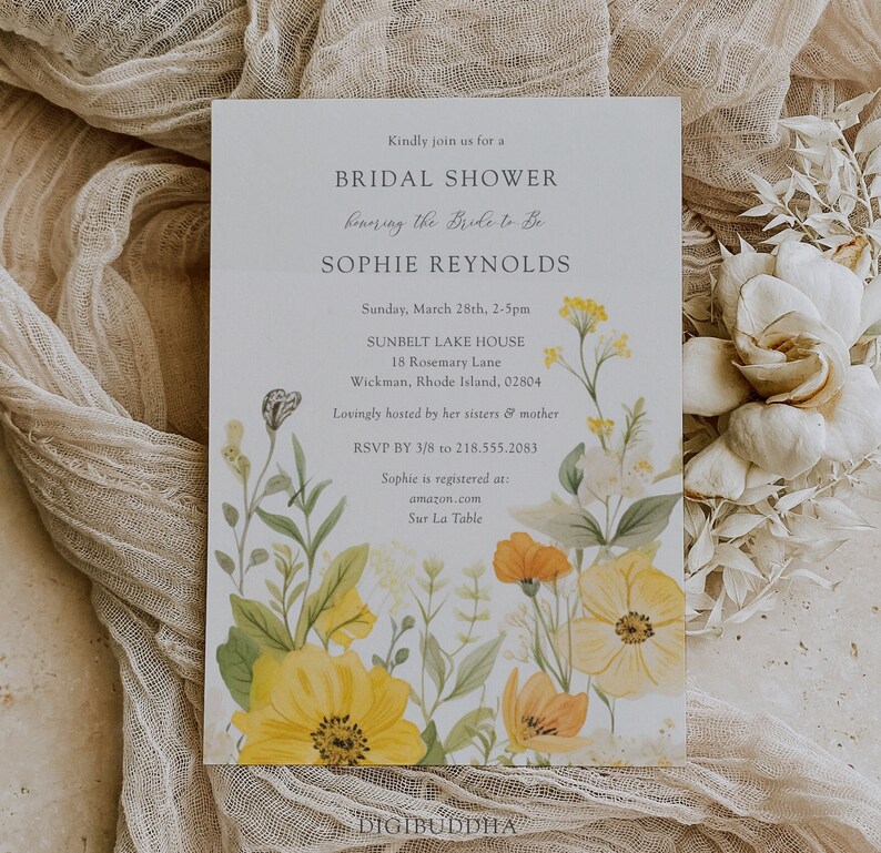 Garden Party Bridal Shower Invitations Printed, Wildflower Bridal Shower Invites Love In Bloom Invitations Printed, Floral Boho Invitations image 5