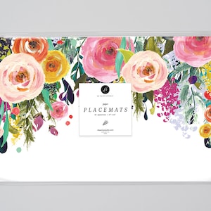 Colorful Garden Paper Placemats, Floral Wedding Placemats, Birthday Party Placemat, Garden Party Paper Place Mats Floral Wedding Table Decor