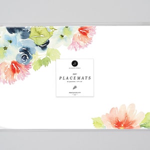 Delicate Florals Paper Placemats, Elegant Watercolor Placemats, Spring Paper Placemats, Spring Garden Party Paper Placemats, Bridal Shower