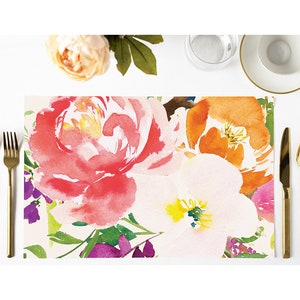 Floral Paper Placemats, Boho Decor Elegant Disposable Placemats, Modern Wedding Place Mats, Garden Dinner Dining Table Settings, 25 Count