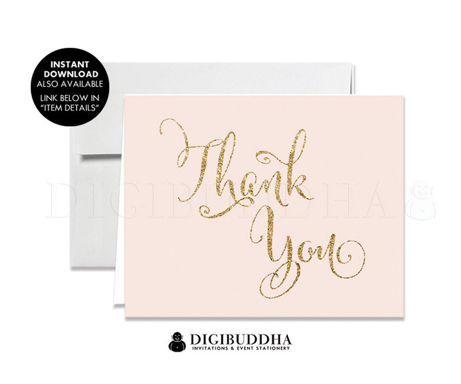 Pink & Gold THANK YOU CARDS Gold Glitter Look Folded A2 Etsy