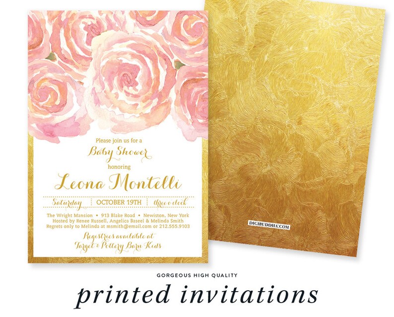 Girl Baby Shower Invitation Blush Pink Gold Baby Shower Etsy