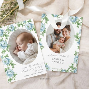 Tarjetas elegantes de anuncio de nacimiento, niña de tarjeta de anuncio de nacimiento floral, flores de tarjeta de anuncio de nacimiento de niñas, foto de anuncio de nacimiento de bebé
