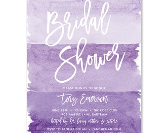 Ombre Purple Bridal Shower Invitation Printed, Personalized Bridal Shower Invitation, Lavender Bridal Shower Invitation, Dusty Purple Invite