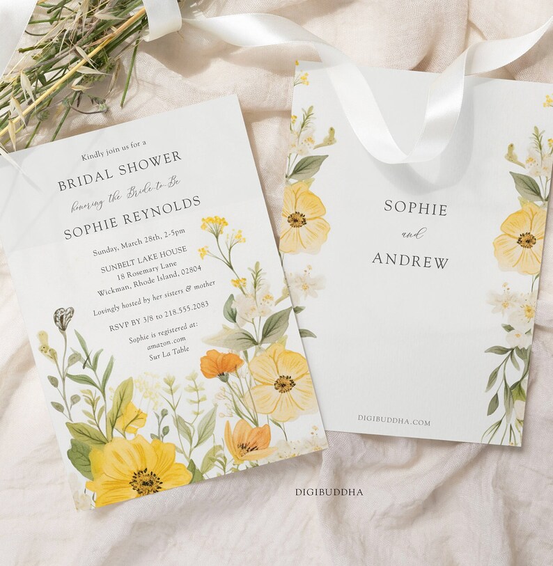 Garden Party Bridal Shower Invitations Printed, Wildflower Bridal Shower Invites Love In Bloom Invitations Printed, Floral Boho Invitations image 3