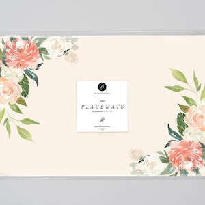 Spring Peach Paper Placemats, Floral Paper Placemats for Graduation Dinner Party for Table, Garden Party Placemats Disposable, Digibuddha